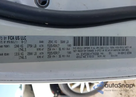 2017 Dodge Journey Sxt Awd z USA, uszkodzony, nr VIN 3C4PDDBG1HT703268